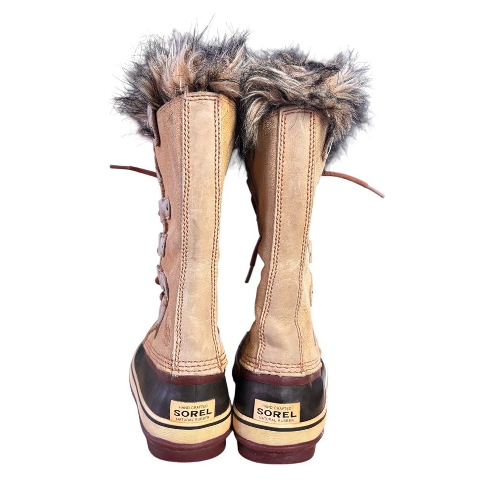 Sorel Joan of Arctic Tan & Brown Waterproof Faux-Fur Lace-Up Winter Boots Sz 7 - Picture 8 of 11